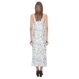 cacao beans leaves pattern V-Neck Open Fork Long Dress