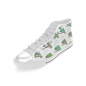 Chameleon lizard pattern Men's High Top Canvas Shoes White