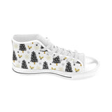 Christmas tree holly snow star pattern Men's High Top Canvas Shoes White