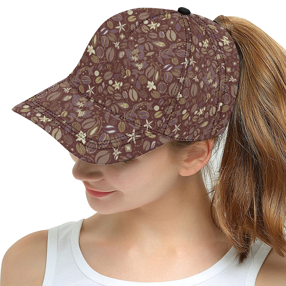 Coffee bean flower pattern All Over Print Snapback Cap