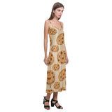 Cookie pattern V-Neck Open Fork Long Dress