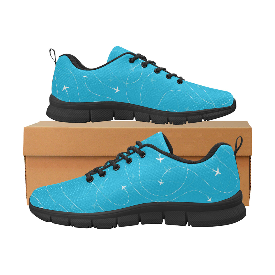 Airplane destinations blue background Men's Sneaker Shoes