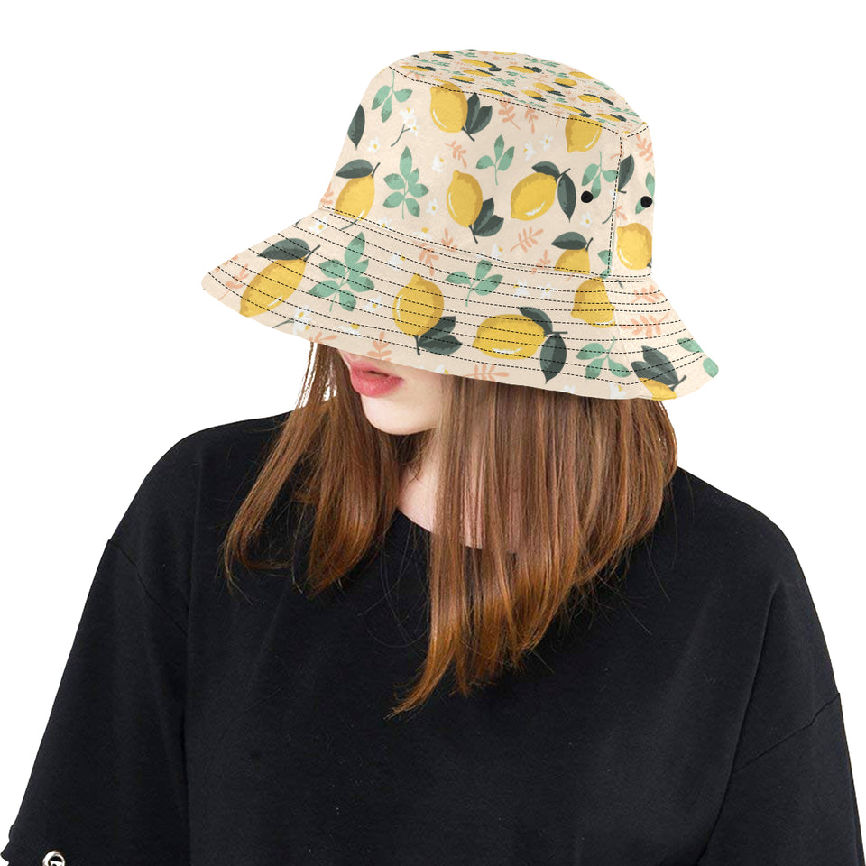 lemon flower leave pattern Unisex Bucket Hat