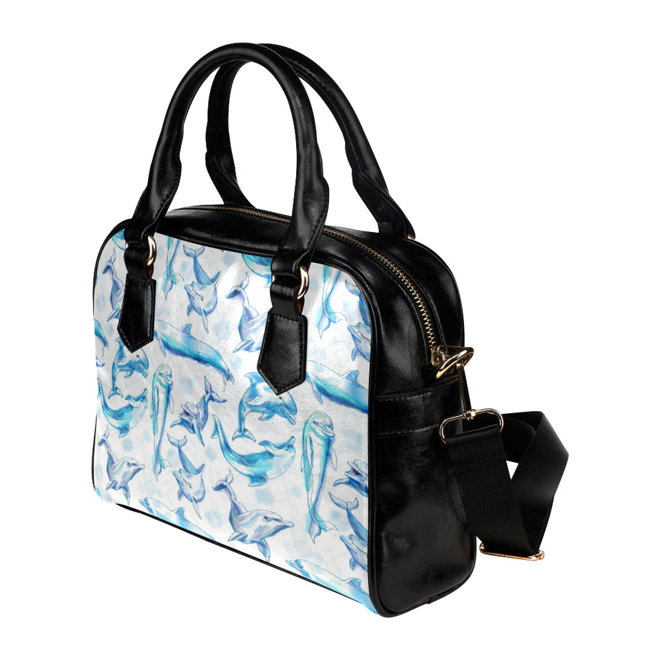 Watercolor dolphin pattern Shoulder Handbag