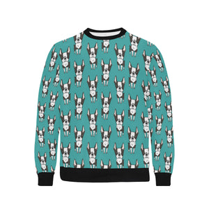 Hand drawn boston terrier dog pattern Men's Crew Neck Sweatshirt