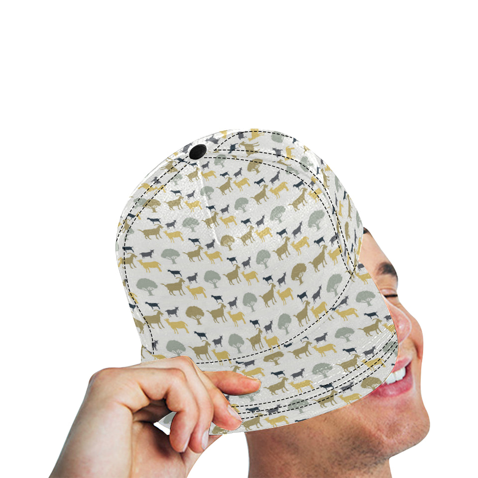 Silhouettes of goat and tree pattern All Over Print Snapback Cap