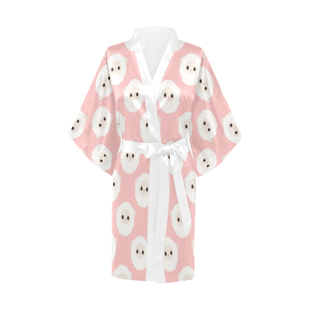 Cute sheep pattern Women's Short Kimono Robe