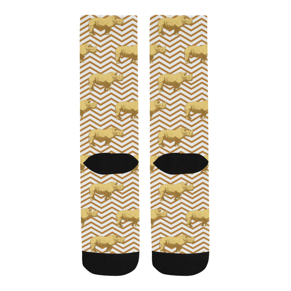 Rhino yellow theme pattern Crew Socks