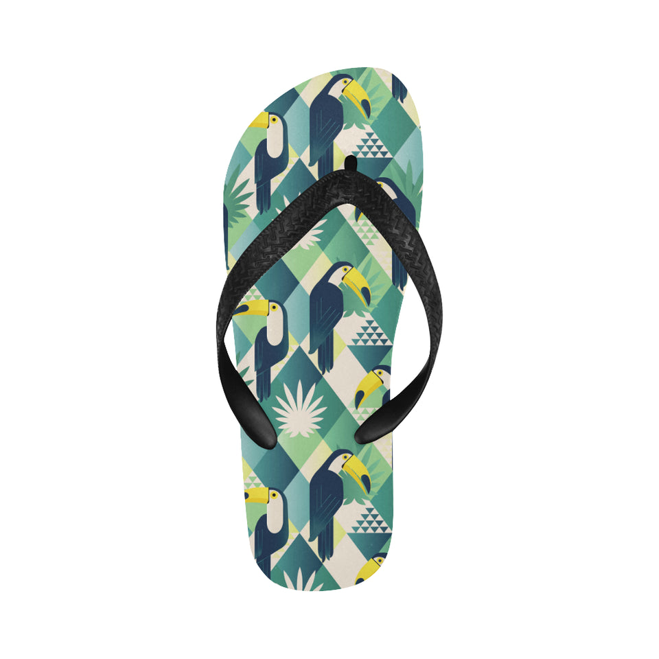 Toucan tropical leaves design pattern Unisex Flip Flops