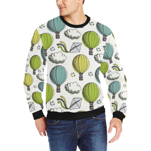 Hot Air Balloon Bird Cloud Pattern Men's Crew Neck Sweatshirt