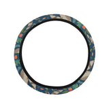Raccoon tropical leaves pattern Car Steering Wheel Cover