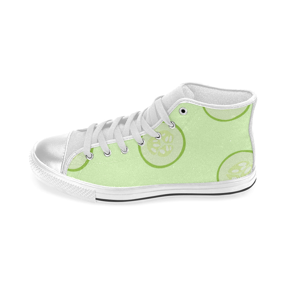 Cucumber pattern Women's High Top Canvas Shoes White