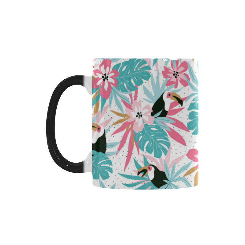 Toucan tropical flower leave pattern Morphing Mug Heat Changing Mug