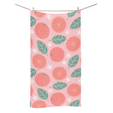 Grapefruit leaves flower pink background Bath Towel