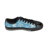 Starfish blue blackground Men's Low Top Canvas Shoes Black