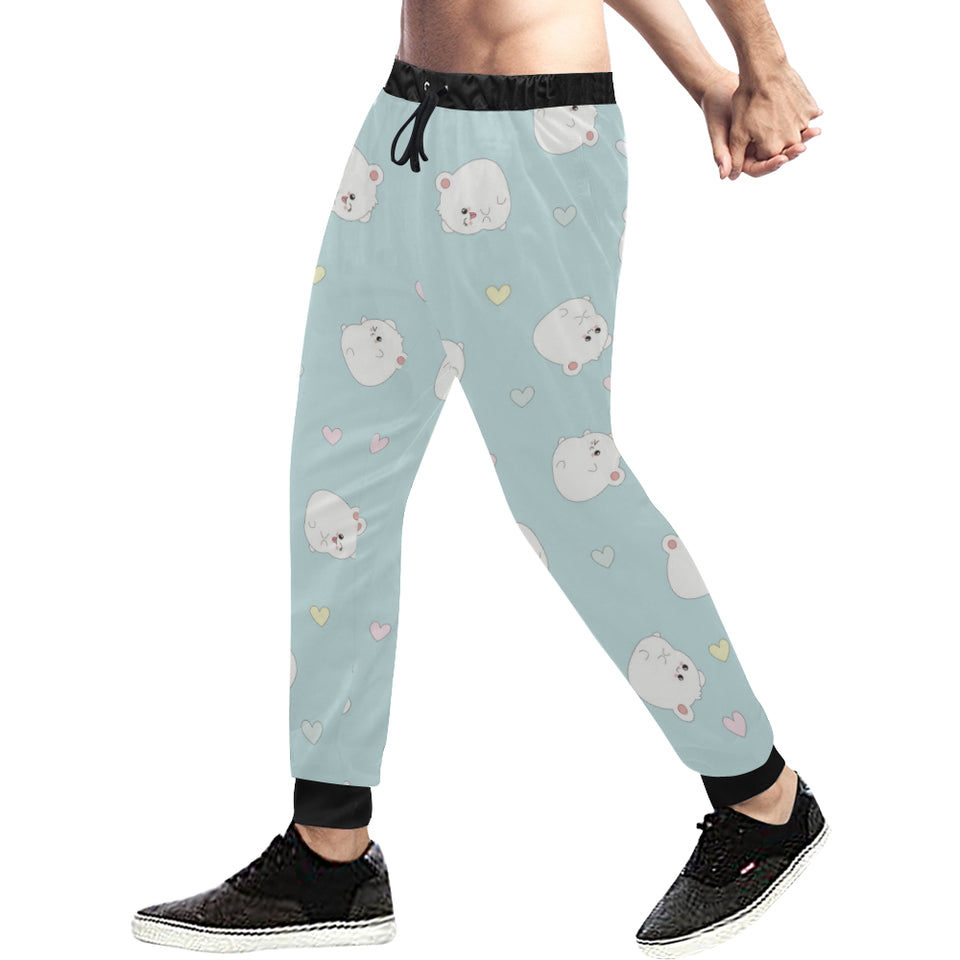 White cute hamsters heart pattern Unisex Casual Sweatpants