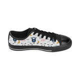 Cute sleeping sheep moon cloud pattern Men's Low Top Canvas Shoes Black