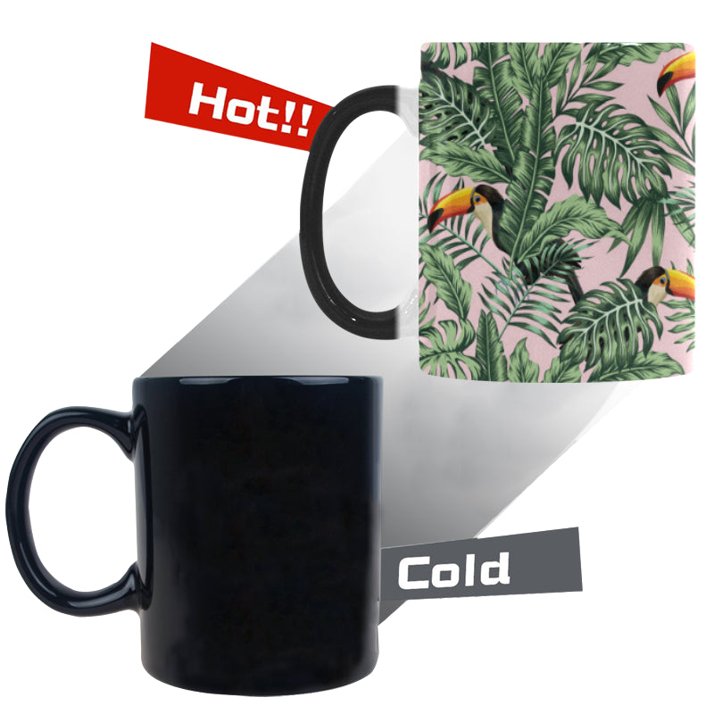Toucan tropical green jungle palm pattern Morphing Mug Heat Changing Mug
