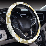 Silhouettes of goat and tree pattern Car Steering Wheel Cover