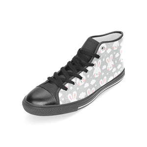 Rabbit cloud Pattern Women's High Top Canvas Shoes Black