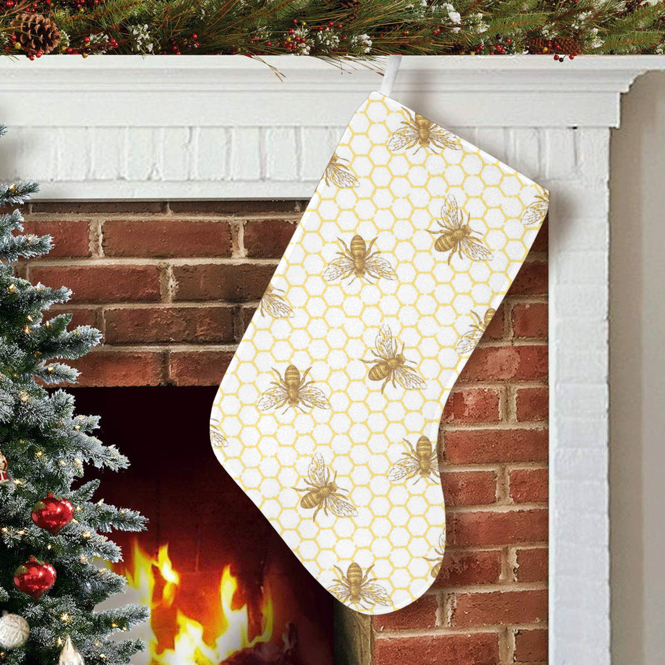 Bee honeycomb seamless design pattern Christmas Stocking