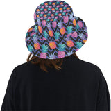 Pineapples pattern zigzag background Unisex Bucket Hat