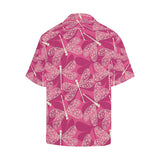 Beautiful dragonfly pink background Men's All Over Print Hawaiian Shirt