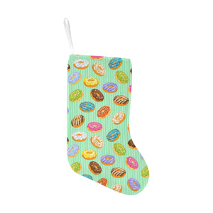 Colorful donut pattern green background Christmas Stocking