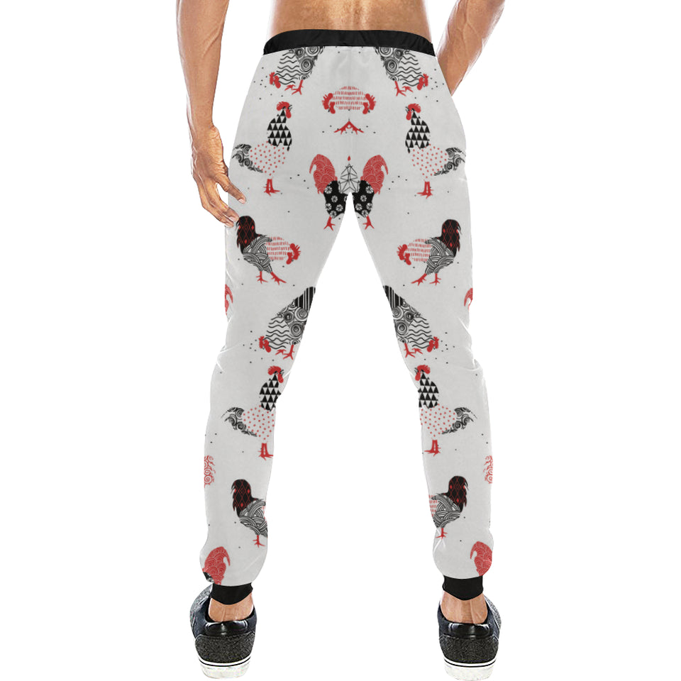 Cool rooster chicken cock floral ornament backgrou Unisex Casual Sweatpants