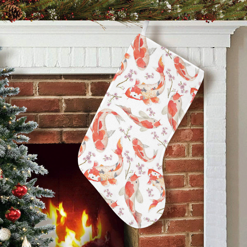 Watercolor Koi Fish Carp Fish pattern Christmas Stocking