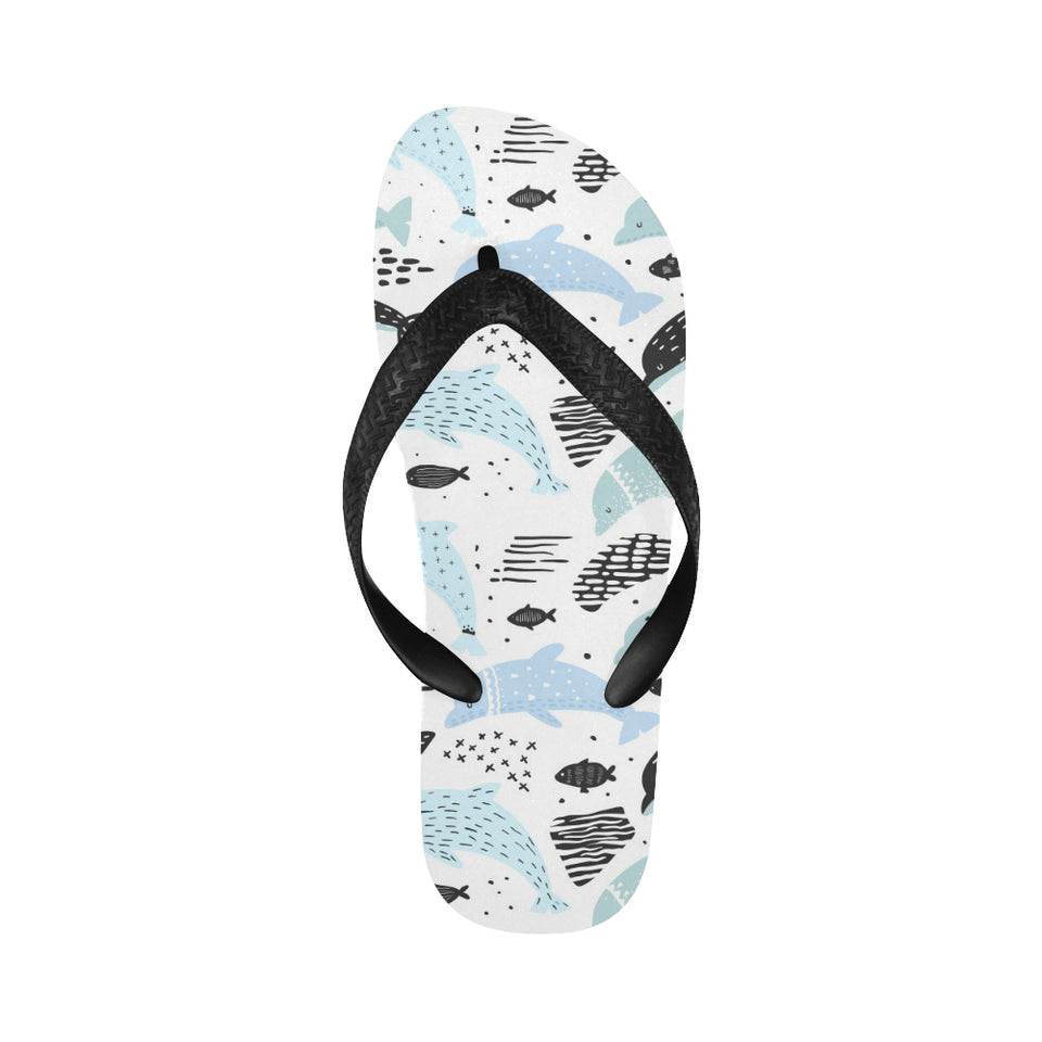 Cute dolphins Childish Style pattern Unisex Flip Flops