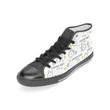 Siberian Husky design pattern Women's High Top Canvas Shoes Black