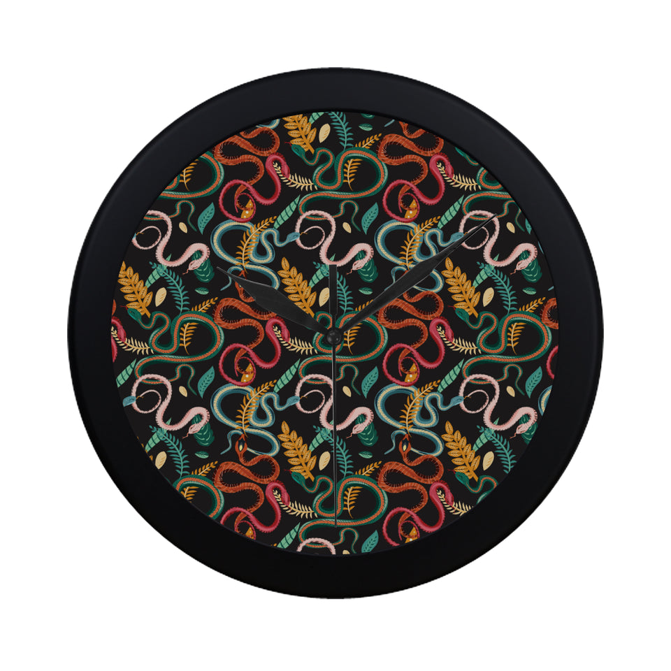 Colorful snake plant pattern Elegant Black Wall Clock