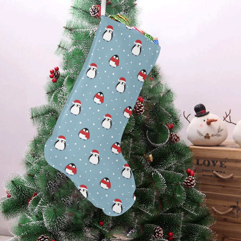 Cute penguin christmas snow pattern Christmas Stocking