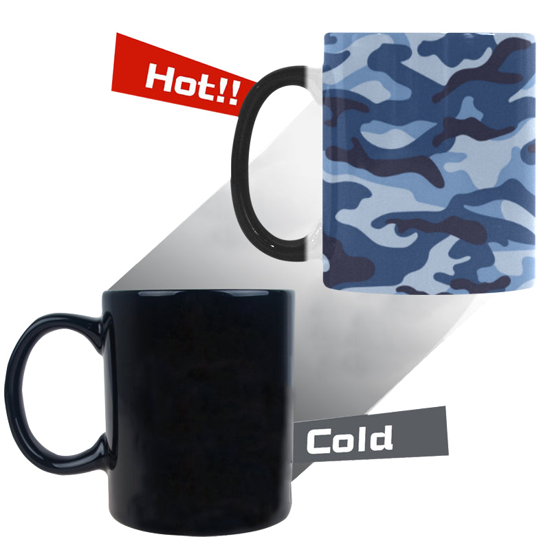 Blue camouflage pattern Morphing Mug Heat Changing Mug