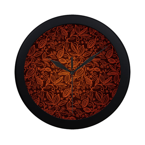 cacao beans tribal polynesian pattern Elegant Black Wall Clock