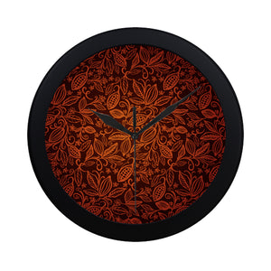 cacao beans tribal polynesian pattern Elegant Black Wall Clock