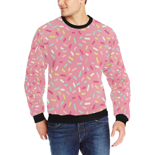 Pink donut glaze candy pattern Men's Crew Neck Sweatshirt