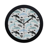 Cute dolphins Childish Style pattern Elegant Black Wall Clock