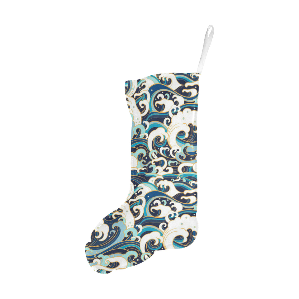 Japanese wave pattern Christmas Stocking