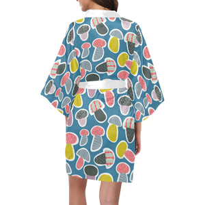 Colorful mushroom design pattern Women's Short Kimono Robe