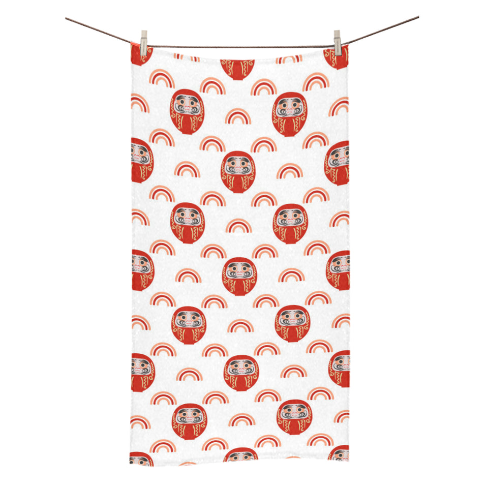 Daruma japanese wooden doll design pattern Bath Towel
