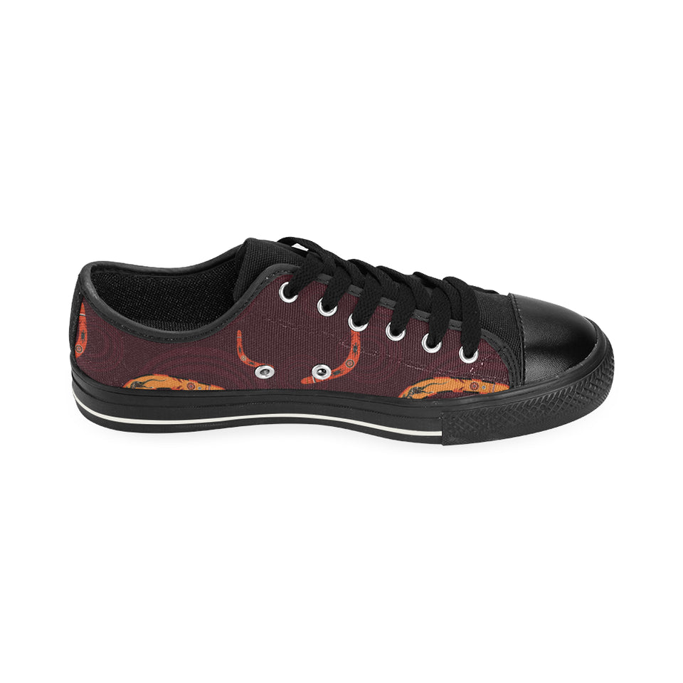 Boomerang Australian aboriginal ornament circle bl Men's Low Top Canvas Shoes Black