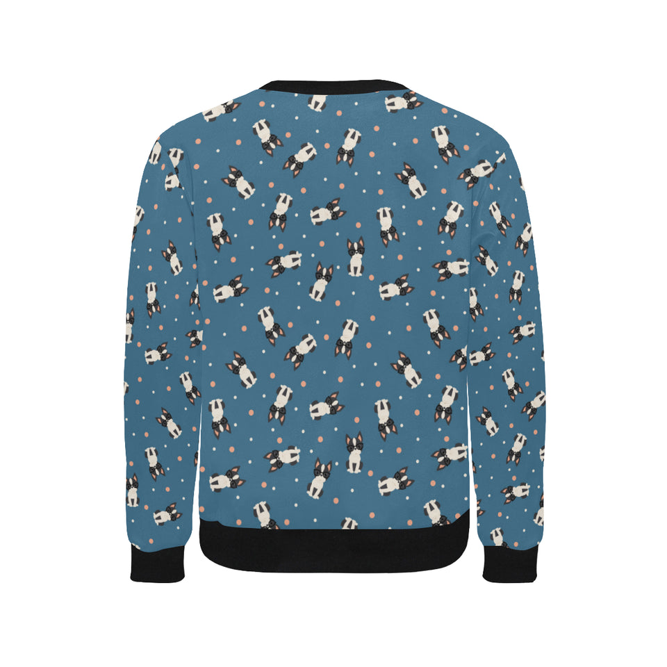 Cute boston terrier dog spattern Men's Crew Neck Sweatshirt