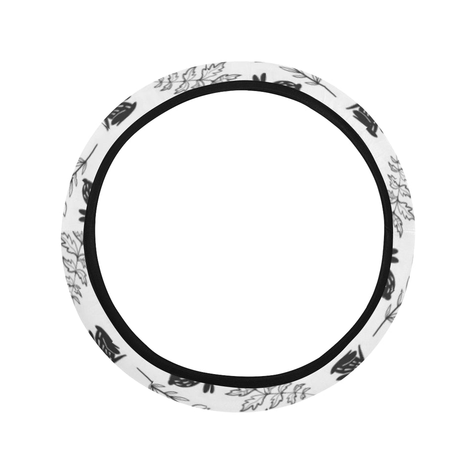 Crows floral wreath rabbit pattern Car Steering Wheel Cover