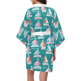 Cute sailboat pattern Women's Short Kimono Robe