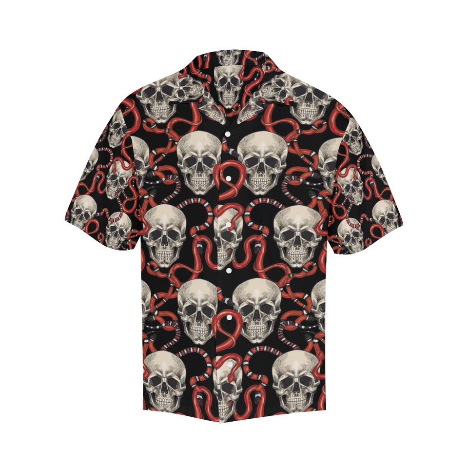 Red snake skull pattern Men's All Over Print Hawaiian Shirt