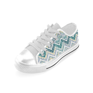 zigzag  chevron paint design pattern Men's Low Top Shoes White