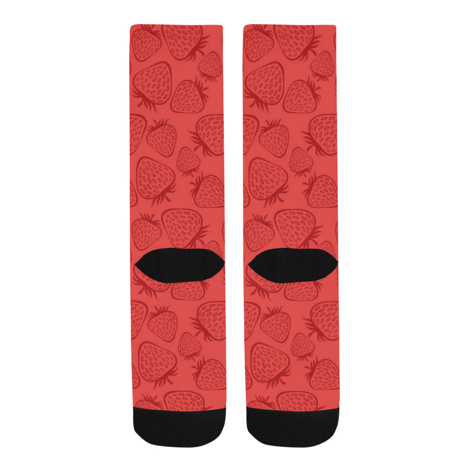 strawberry pattern red background Crew Socks