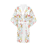 Maneki neko cat fan sakura Women's Short Kimono Robe